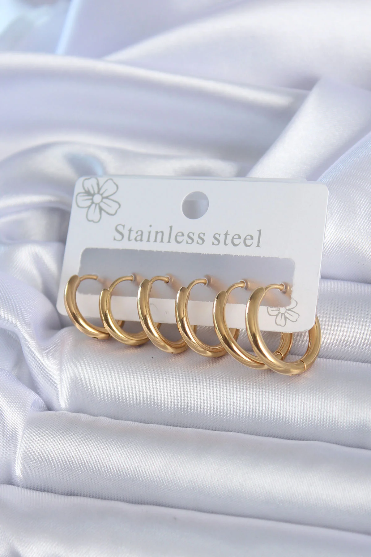 Tegan 316L Çelik Gold Renk Halka Model Kadın Küpe Seti TG27BKP7886