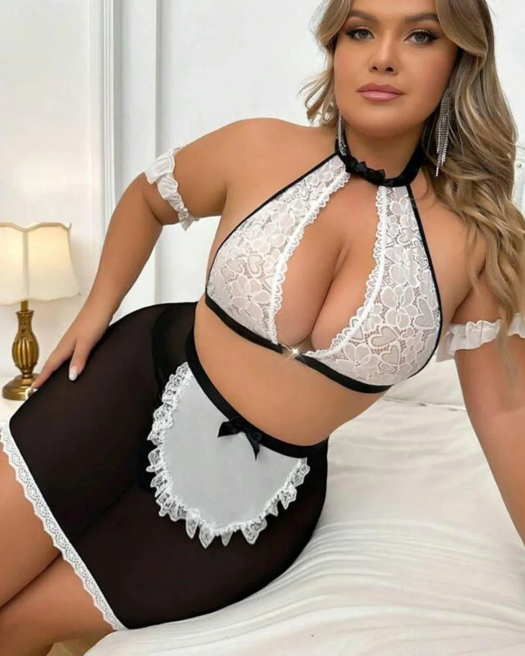 Tegan Büyük Beden Fantazi Seksi Halkalı Dantelli Babydol Gecelik TG279235-B