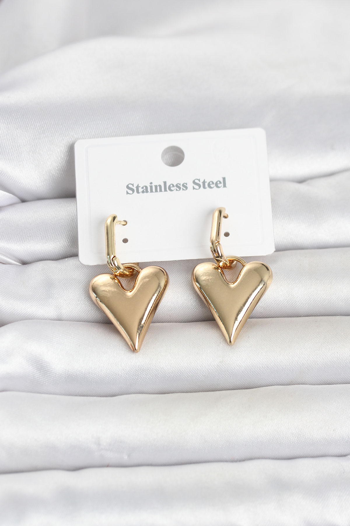Tegan 316L Çelik Gold Renk Kalp Modelli Kadın Küpe TG27BKP11835