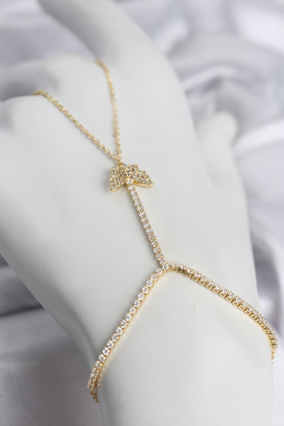 Tegan Gold Renk Pirinç Zirkon Taşlı Kelebek Model Şahmeran TG27SN769