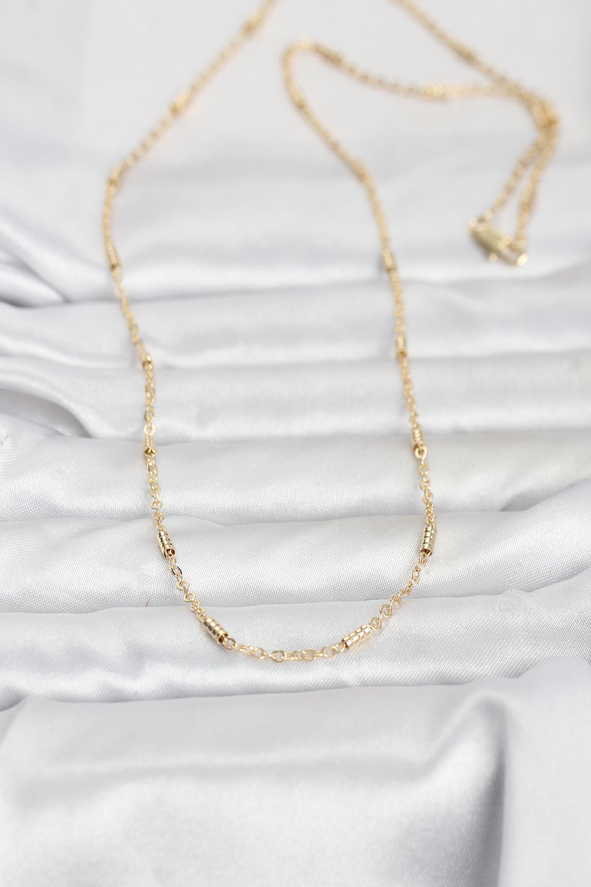 Tegan CM 14K Gold Renk Bar Zincir Model 60 cm Kadın Kolye TG27BKO10973