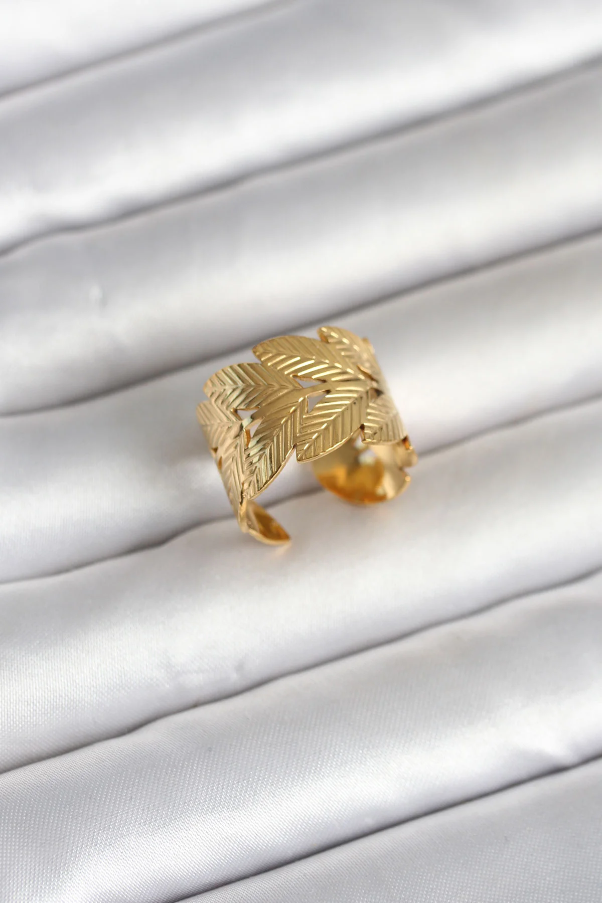 Tegan 316L Çelik Gold Renk Başak Modeli Kadın Yüzük TG27BYK4162
