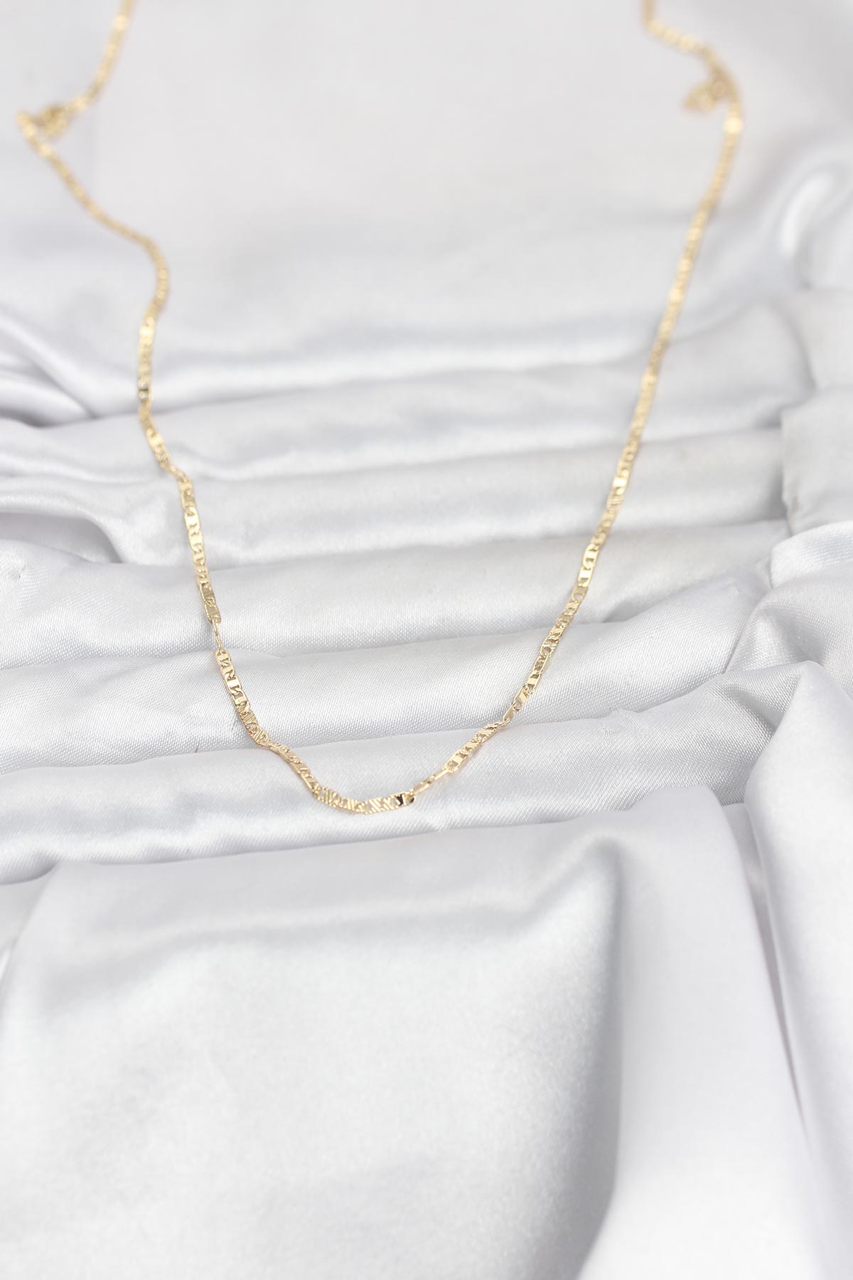 Tegan CM 14K Gold Renk Yassı Zincir Model 60 cm Kadın Kolye TG27BKO10984