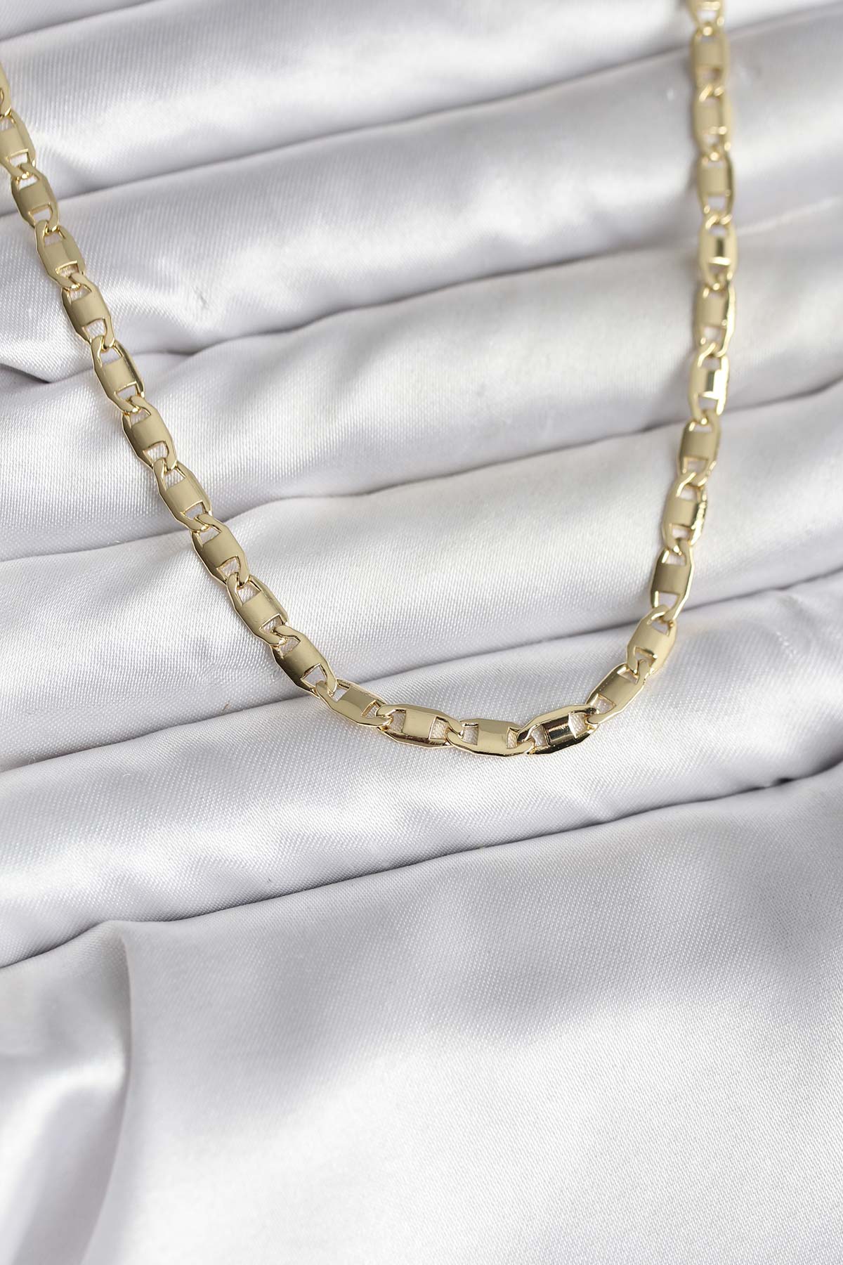 Tegan 14K Gold Renk Kaplama Plaka Ezme Model Zincirli CM Kadın Kolye TG27BKO10743