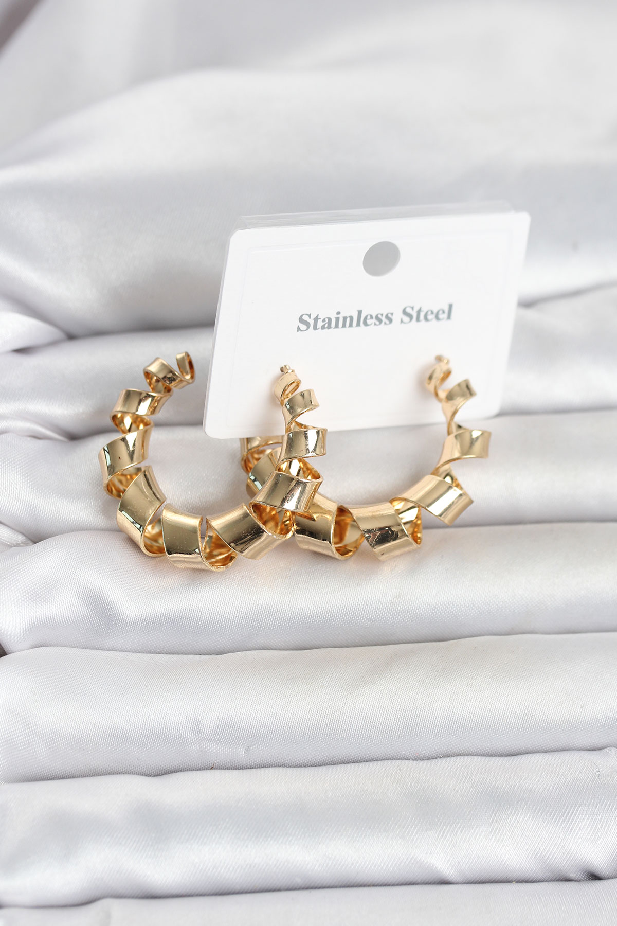 Tegan 316L Çelik Gold Renk Spiral Halka Kadın Küpe TG27BKP11823