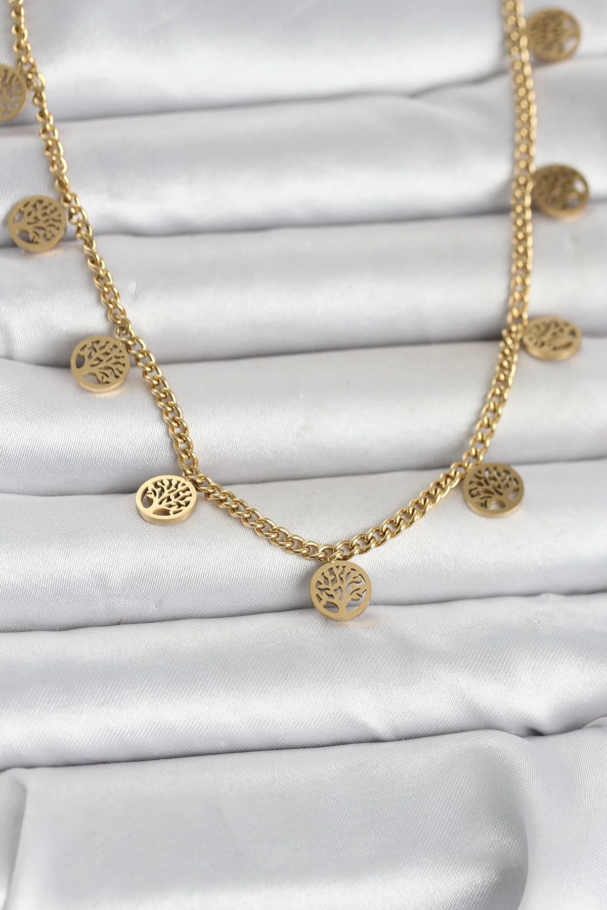 Tegan 316L Çelik Gold Renk Yaşam Ağacı Model Kadın Kolye TG27BKO11045