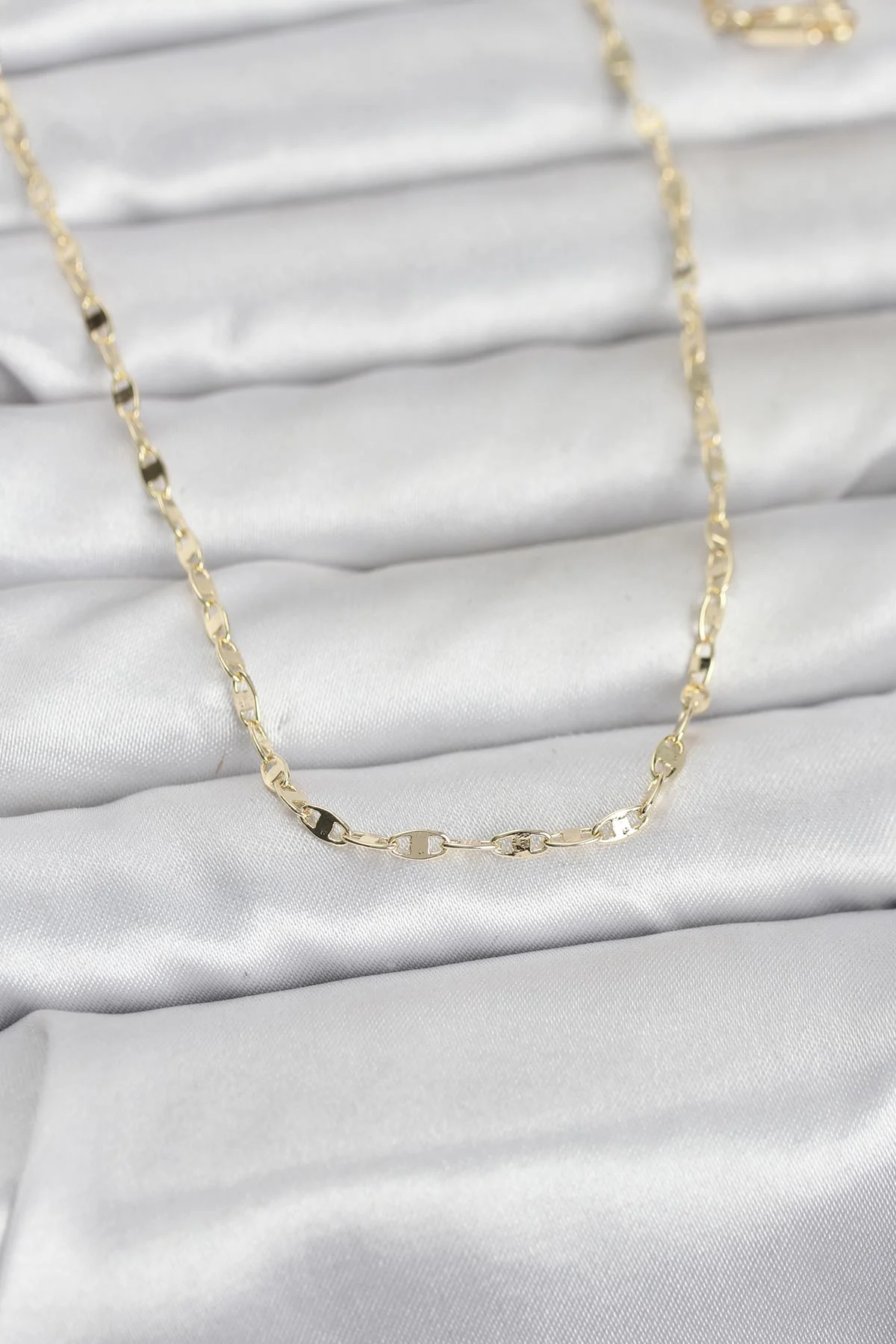 Tegan CM 14K Gold Renk Yassı Gemici Zincir Model 60 cm Kadın Kolye TG27BKO10967