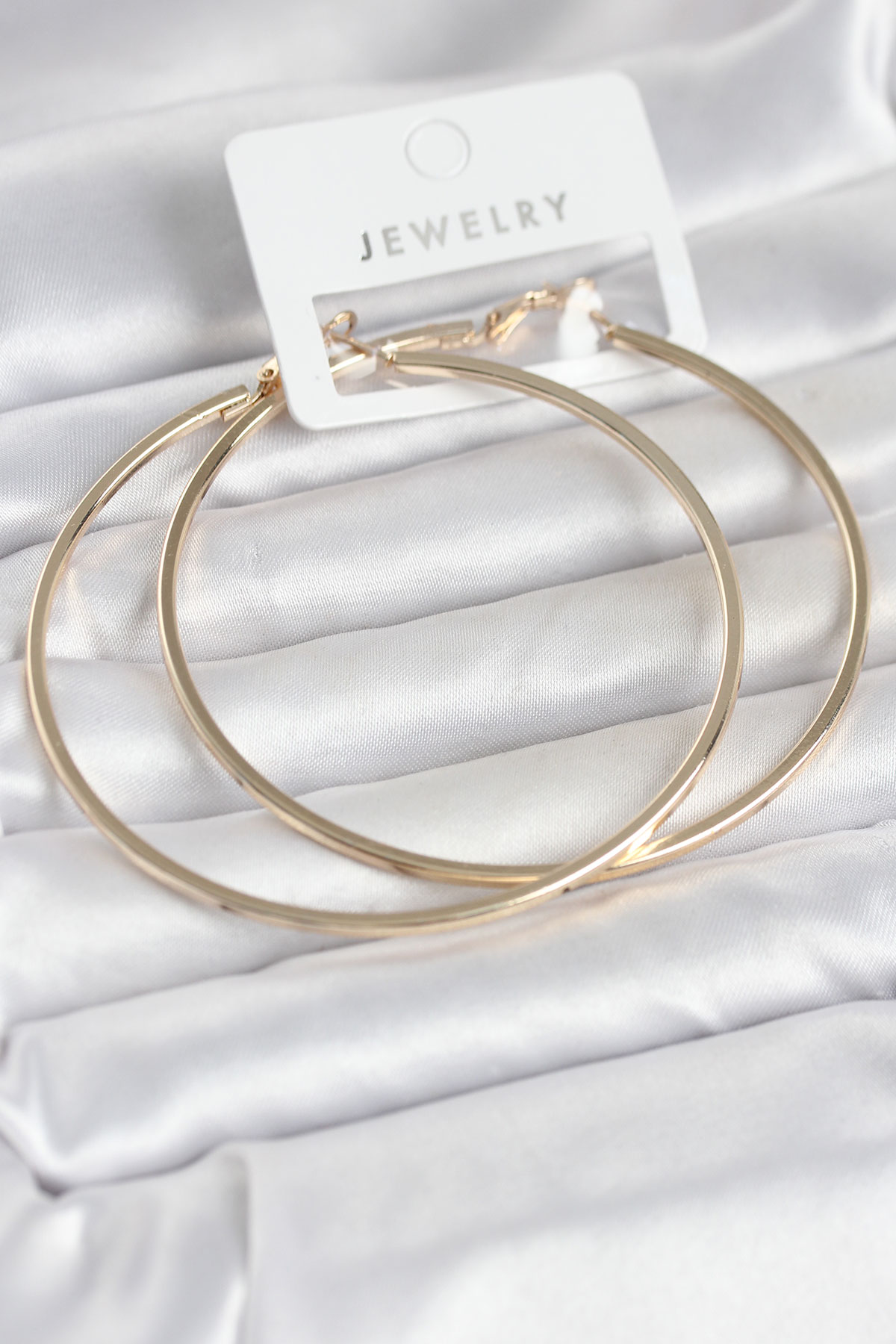 Tegan Gold Renk Pirinç Köşeli Kenar Halka 72 mm Kadın Küpe TG27BKP11769