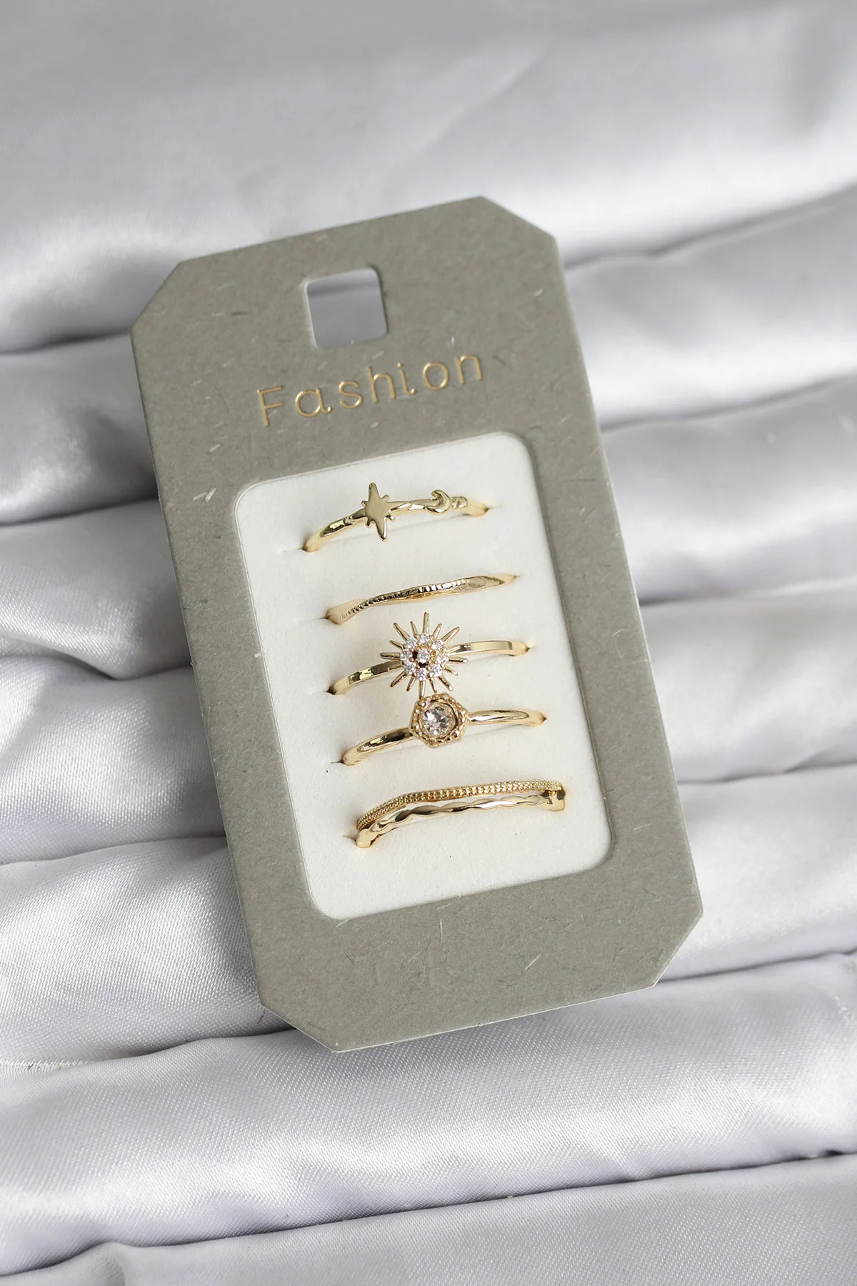 Tegan Pirinç Gold Renk 5'li Yüzük Seti TG27BYK3923