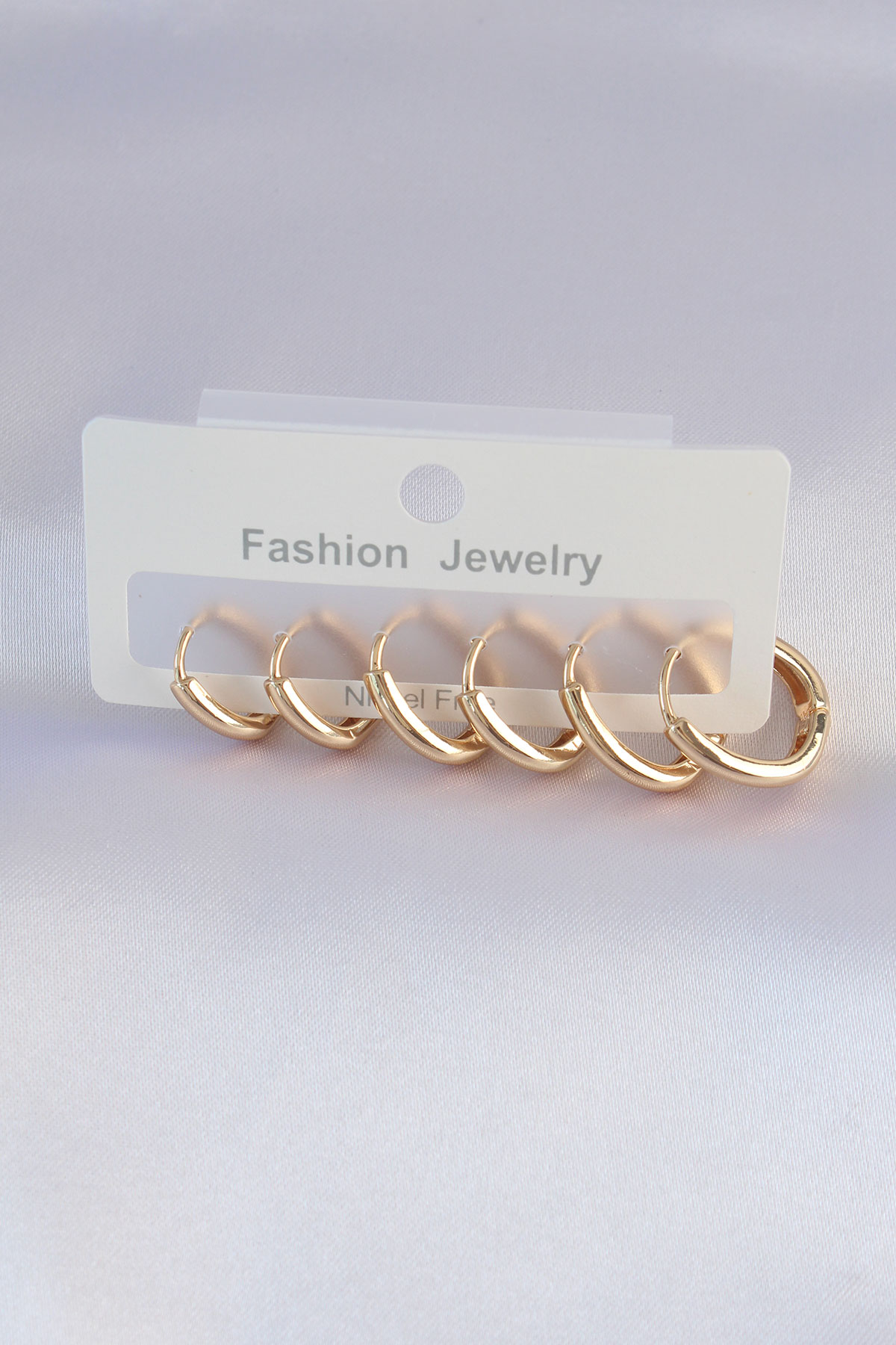Tegan Pirinç Gold Renk Oval Küpe Seti TG27BKP9002