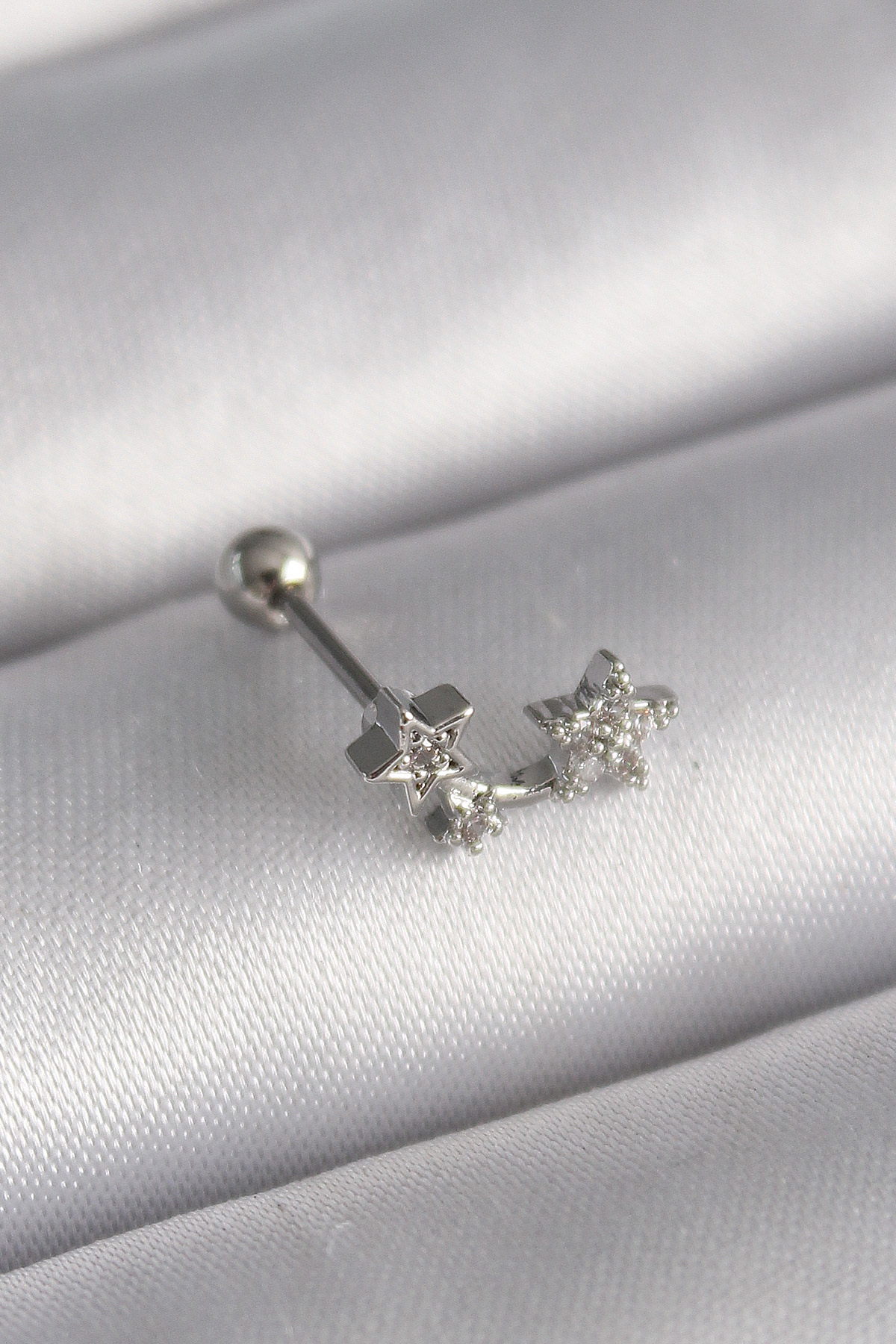 Tegan 316L Çelik Gümüş Renk Zirkon Taşlı Yıldız Tragus Piercing TG27PR1245