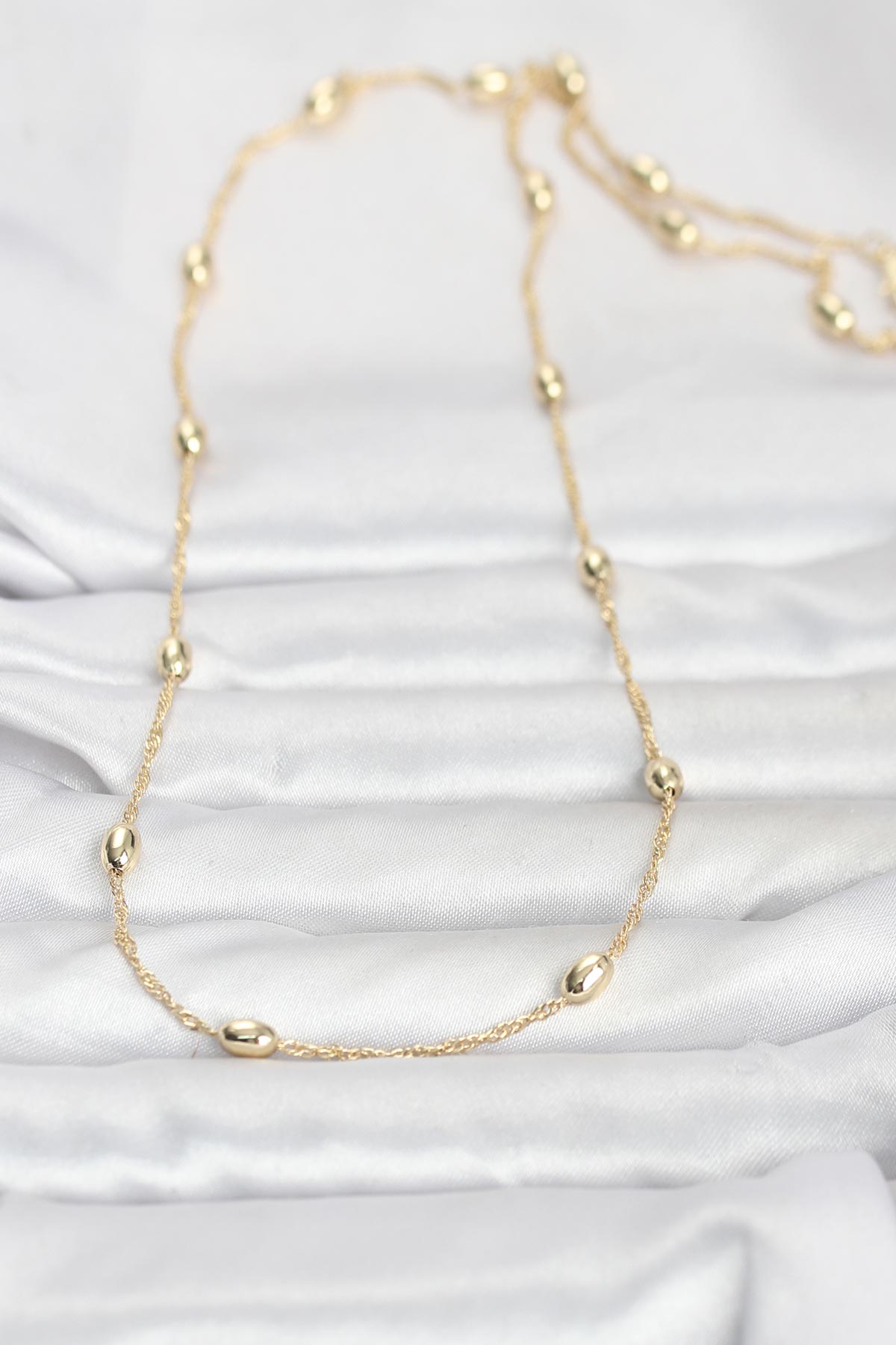Tegan CM 14K Gold Renk Topçuklu Burgu Zincir Model 60 cm Kadın Kolye TG27BKO10963