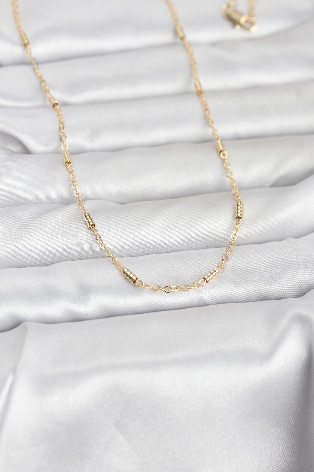 Tegan CM 14K Gold Renk Bar Zincir Model 60 cm Kadın Kolye TG27BKO10973