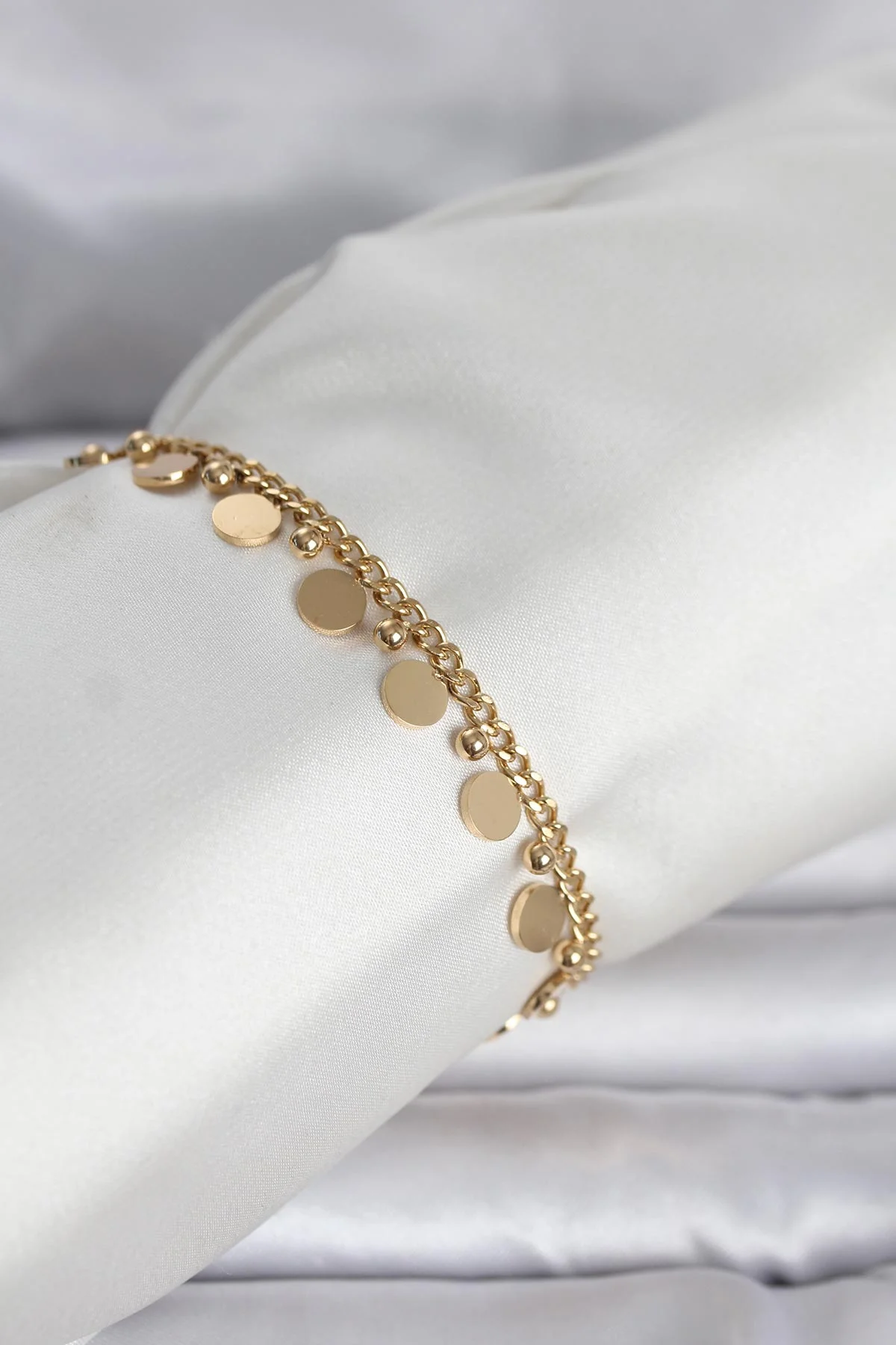 Tegan 316L Çelik Gold Renk Pullu Model Kadın Bileklik TG27BB8383