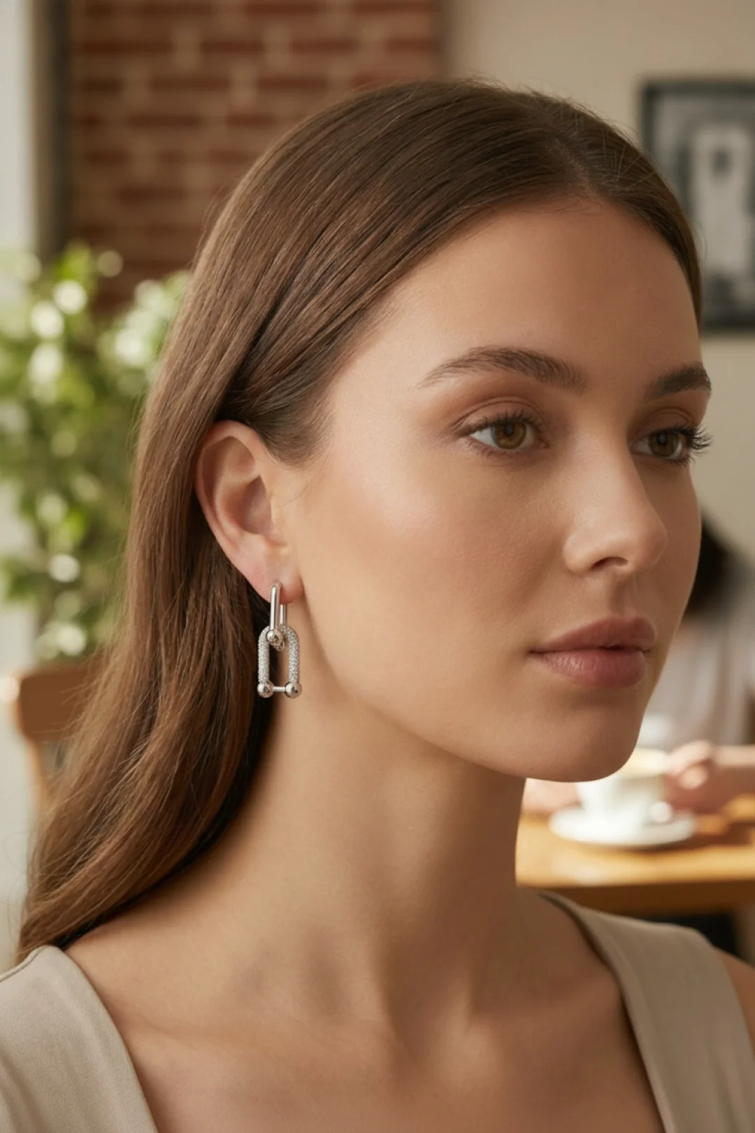 Tegan Gümüş Renk VIP Seri Tifani Zirkon Taşlı Kadın Küpe TG27BKP11896