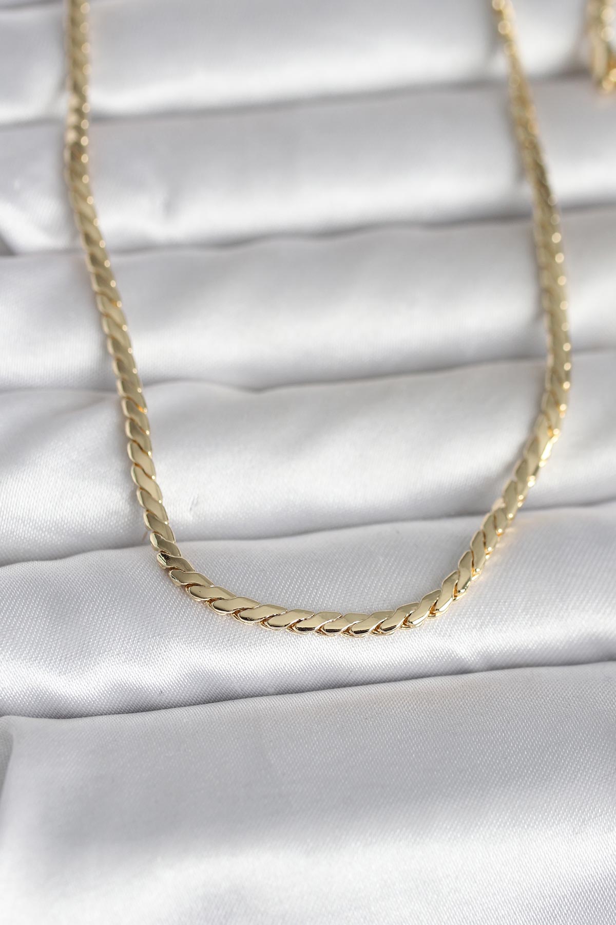 Tegan CM 14K Gold Renk Yassı Model 60 cm Kadın Kolye TG27BKO10994