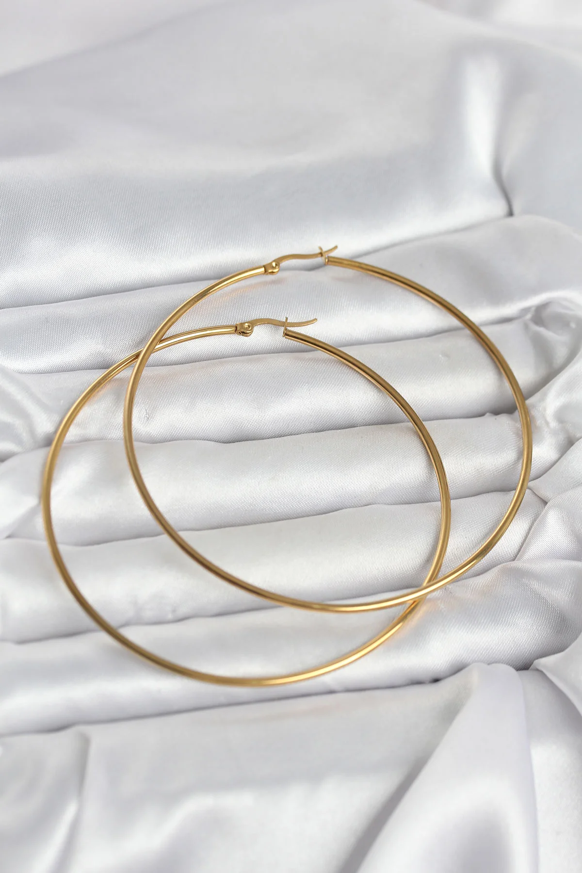 Tegan 316L Çelik Gold Renk 80 mm Kadın Halka Küpe TG27BKP11688