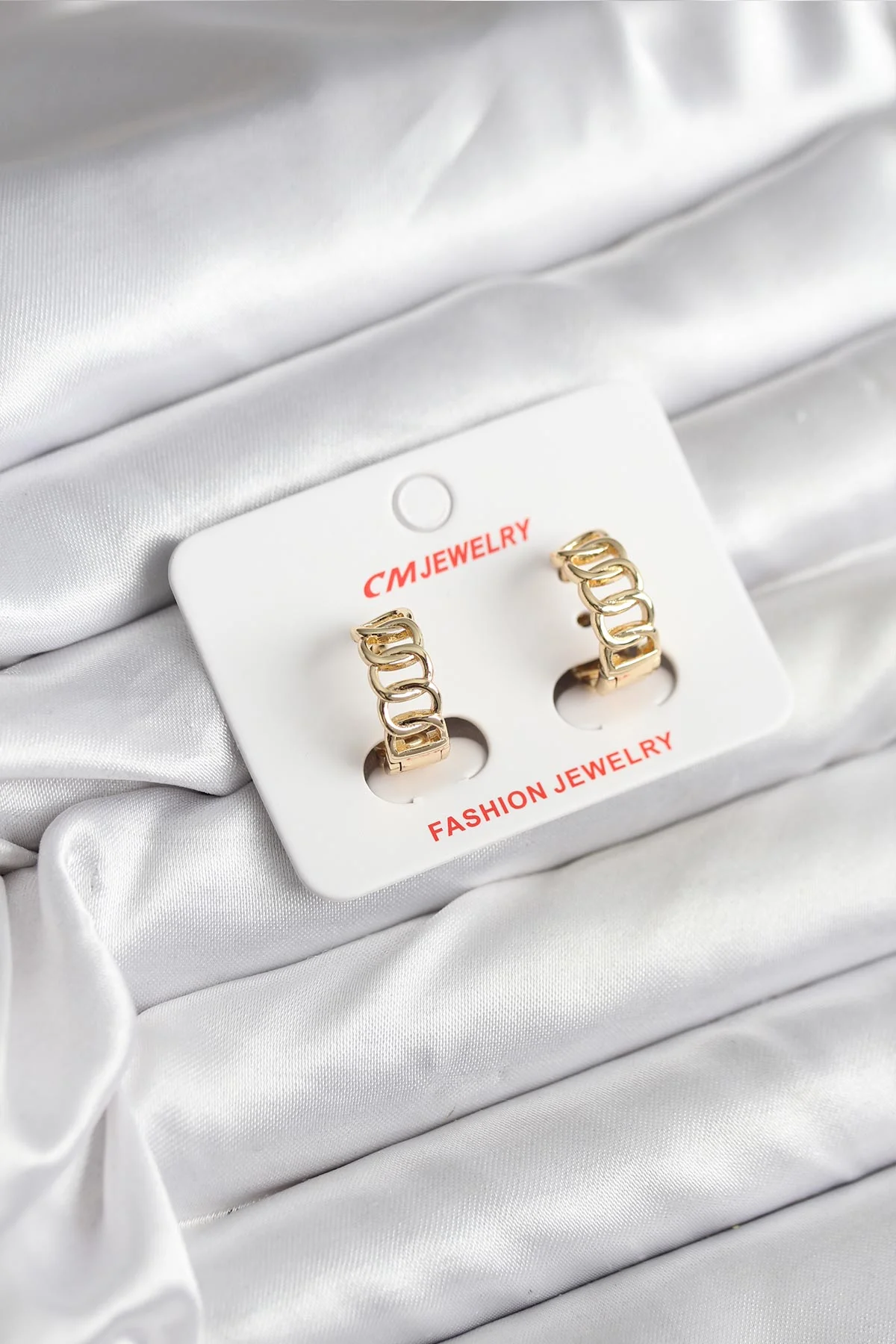 Tegan 14K Gold Renk Kaplama Samanyolu Model CM Kadın Küpe TG27BKP11406