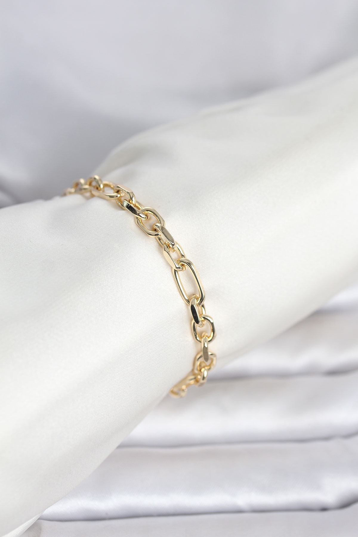 Tegan CM 14K Gold Renk Kalın Zincir Model Kadın Bileklik TG27BB8304
