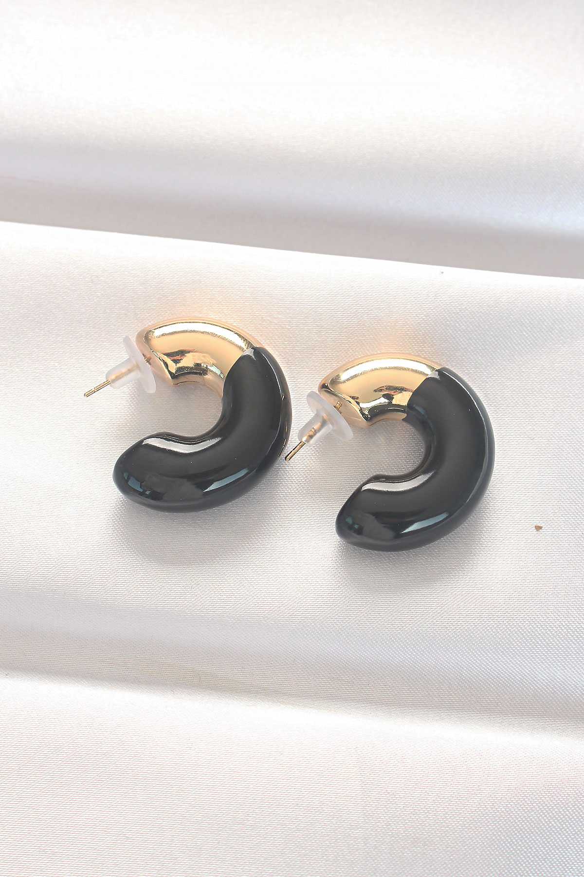 Tegan CCB Siyah Gold Çift Renk Küpe TG27BKP8875