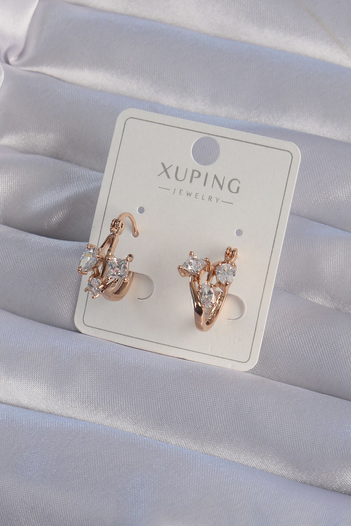 Tegan XUPİNG Rose Renk Zirkon Taşlı Halka Küpe TG27BKP9358