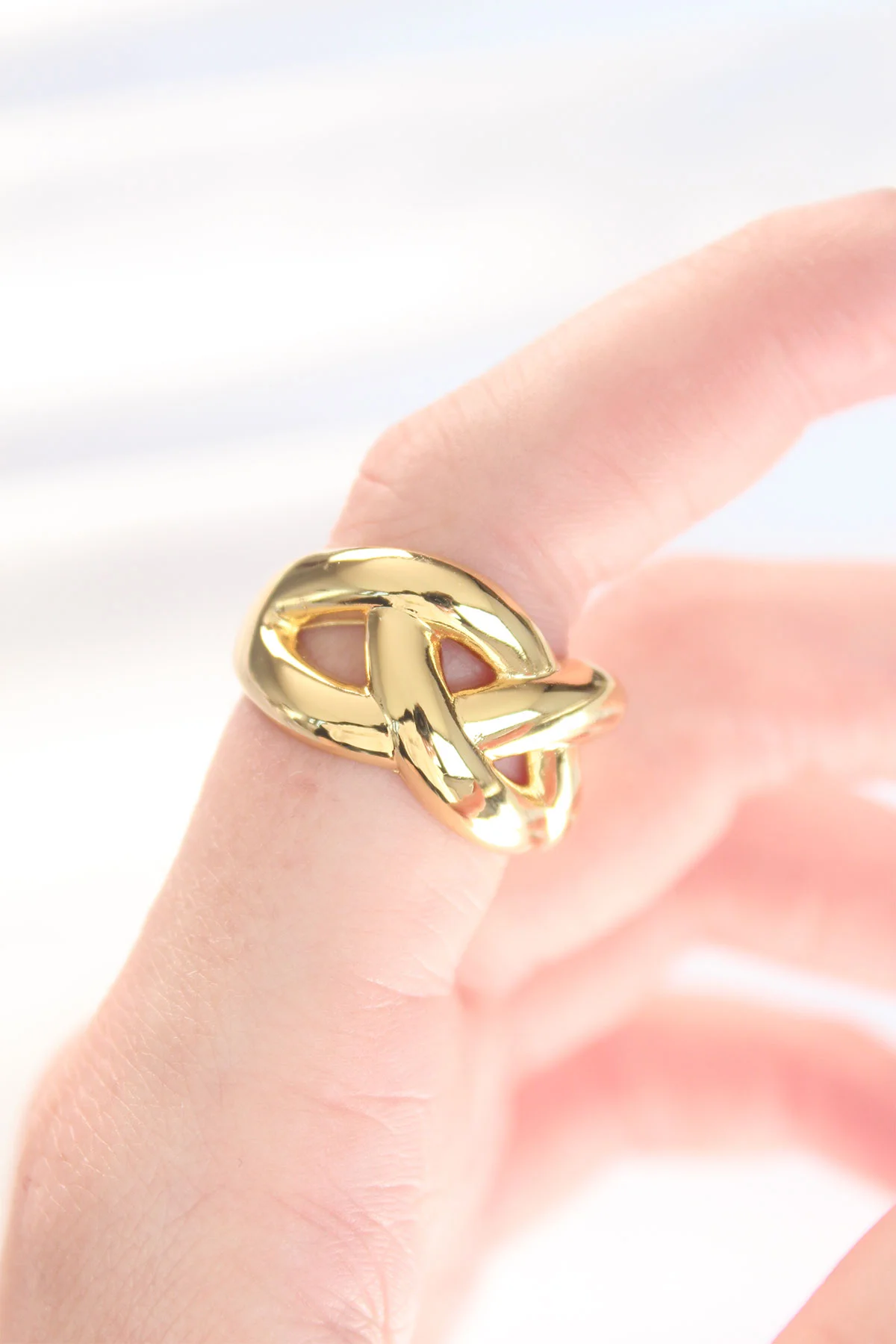 Tegan Düğüm Model Gold Renk Ayarlanabilir Yüzük TG27BYK3126