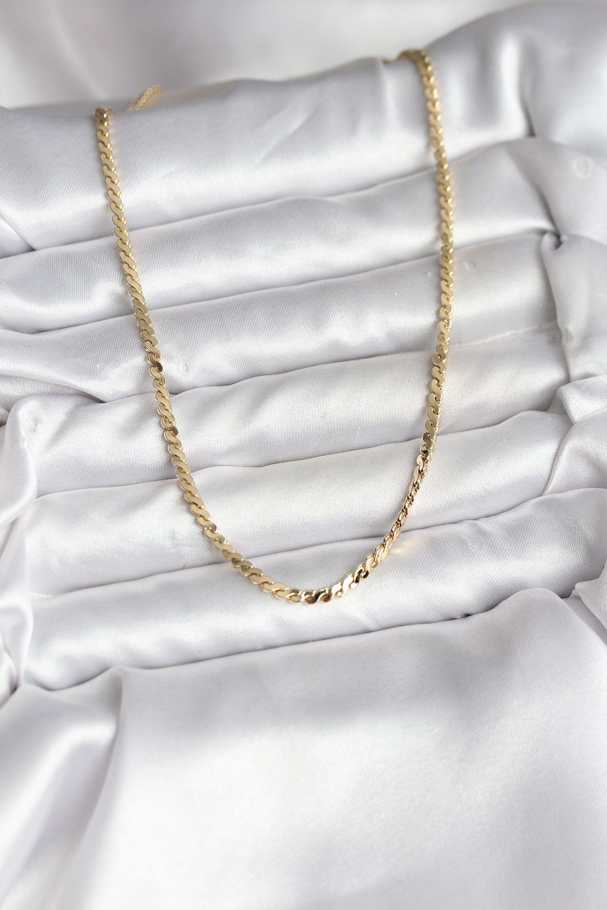 Tegan 14K Gold Renk Kaplama Ezme Yılan Zincir Model CM Kadın Kolye TG27BKO10735