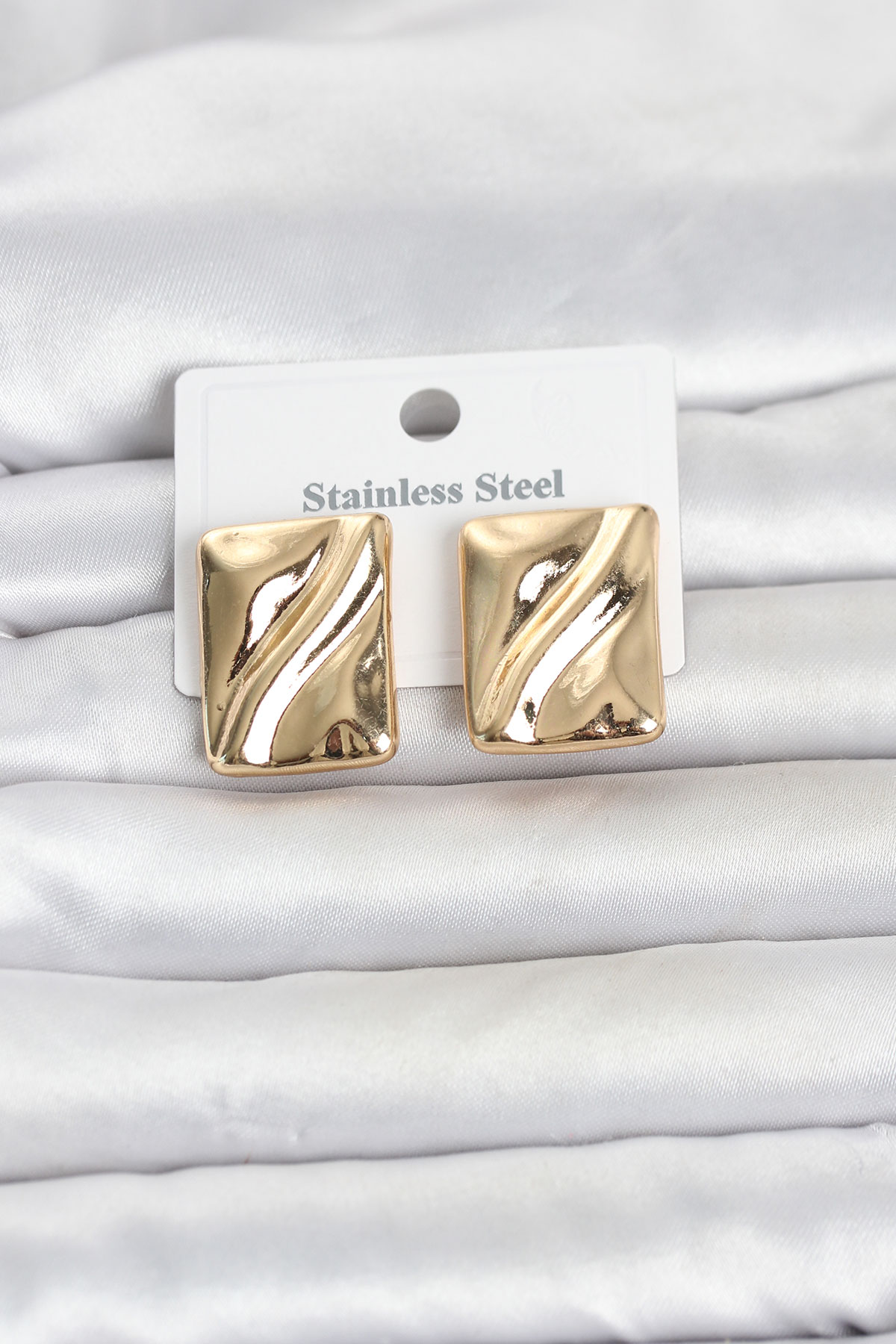Tegan 316L Çelik Gold Renk Plaka Model Kadın Küpe TG27BKP11818