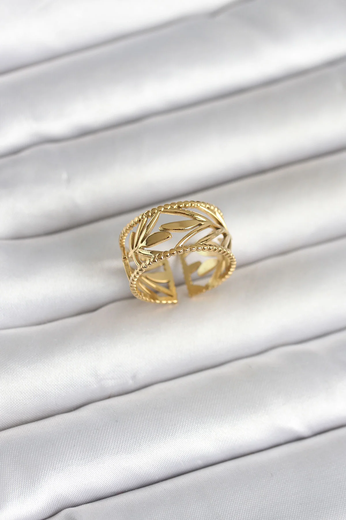 Tegan 316L Çelik Gold Renk Başak Model Kadın Yüzük TG27BYK4182