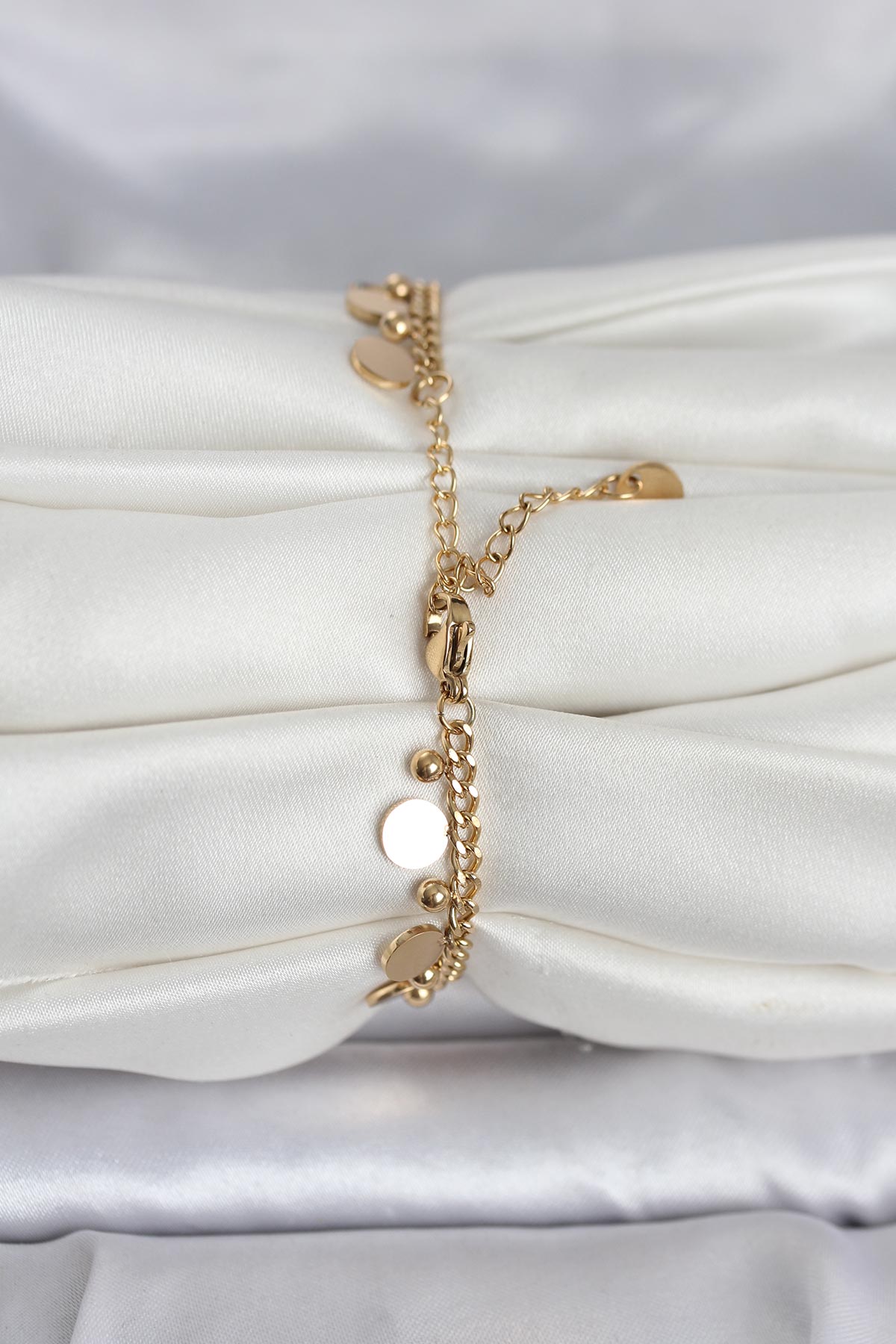 Tegan 316L Çelik Gold Renk Pullu Model Kadın Bileklik TG27BB8383