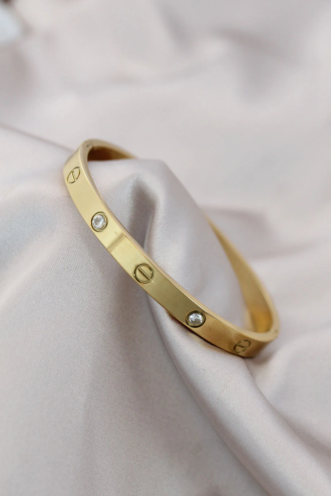 Tegan 316L Çelik Gold Renk Zirkon Taşlı Bileklik TG27BB4119