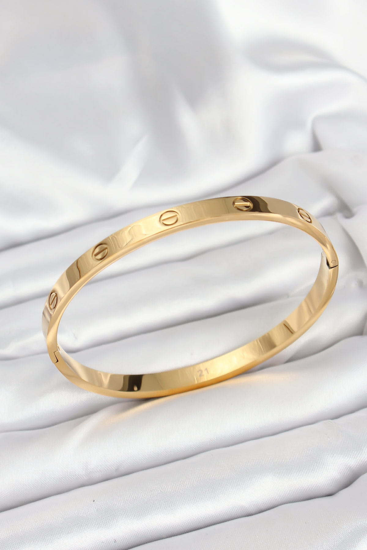 Tegan 316L Çelik Gold Renk 65 mm Kadın Kelepçe Bileklik TG27BB7912