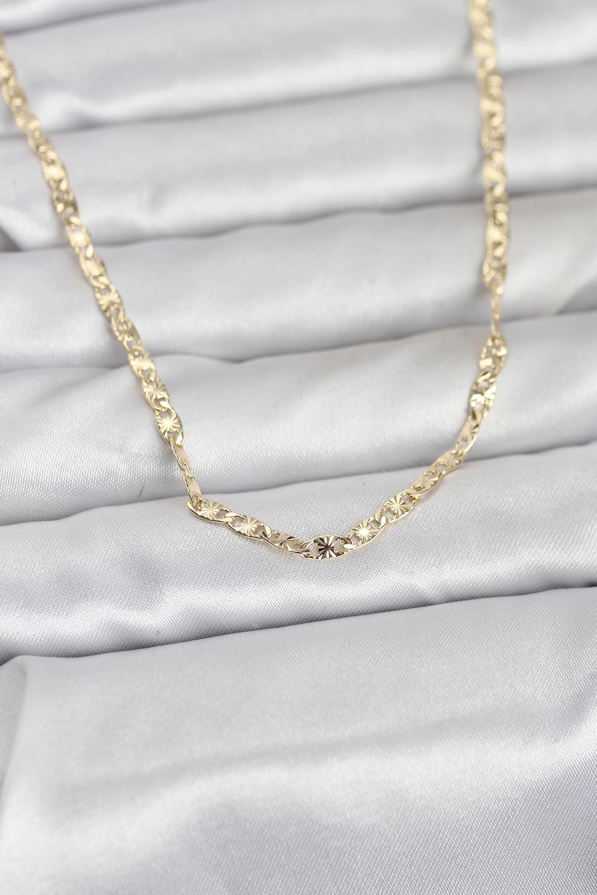 Tegan CM 14K Gold Renk Lazer Zincirli Model 60 cm Kadın Kolye TG27BKO10976