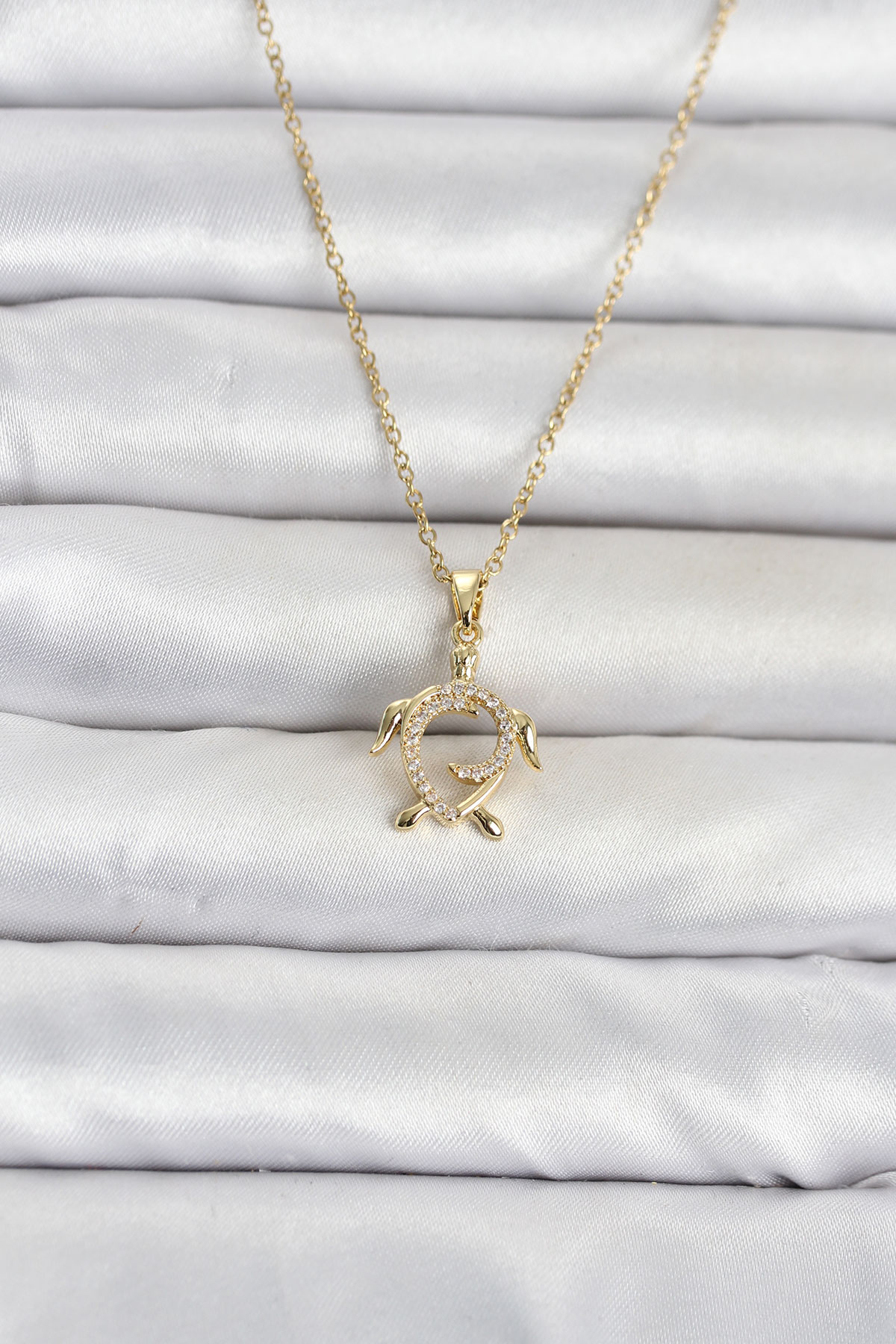 Tegan 316L Çelik Zincir Gold Renk Caretta Caretta Model Kadın Kolye TG27BKO11096