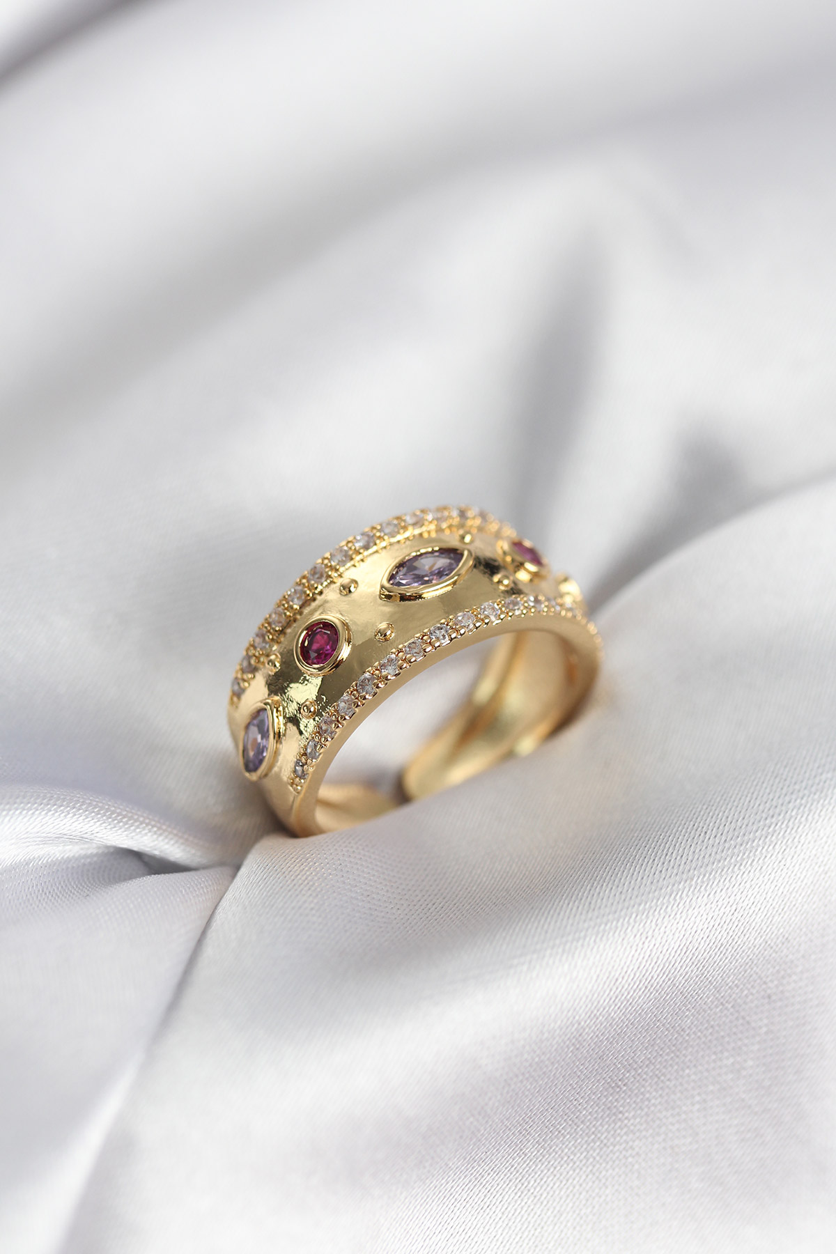 Tegan Gold Renk Zirkon Taşlı Vintage Kadın Yüzük TG27BYK3959
