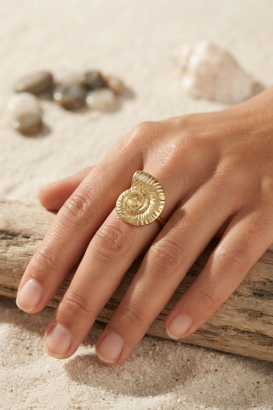 Tegan Nautilus Tasarım Gold Renk Kadın Yüzük TG27BYK4213