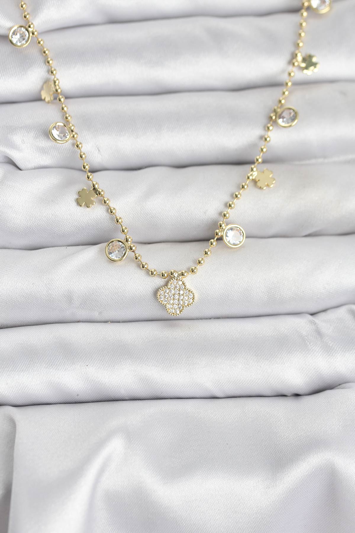 Tegan Pirinç Gold Renk Yonca Model Kadın Kolye TG27BKO10641