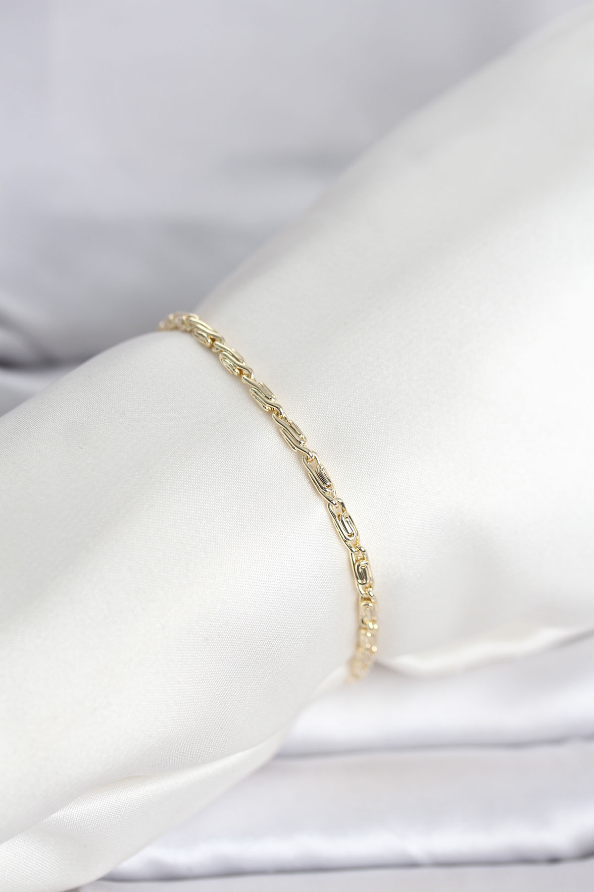 Tegan CM 14K Gold Renk Burgu Zincirli Model Kadın Bileklik TG27BB8286