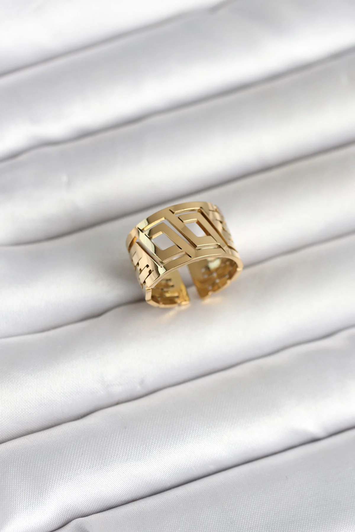 Tegan 316L Çelik Gold Renk Geometrik Model Kadın Yüzük TG27BYK4176