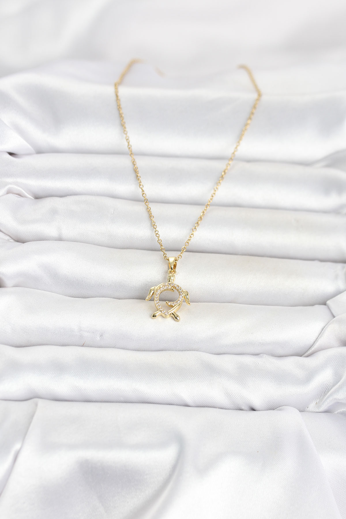 Tegan 316L Çelik Zincir Gold Renk Caretta Caretta Model Kadın Kolye TG27BKO11096