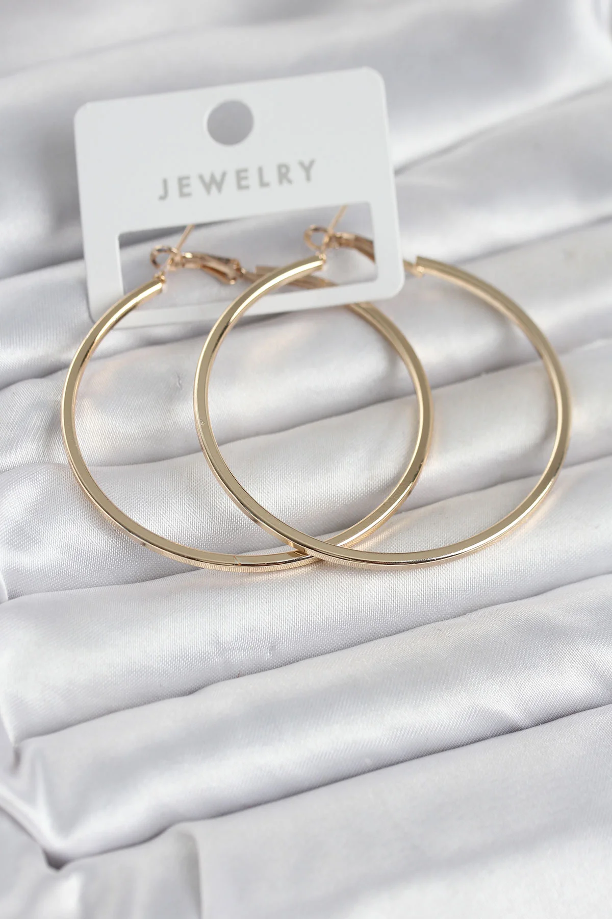 Tegan Gold Renk Pirinç Köşeli Kenar Halka 54 mm Kadın Küpe TG27BKP11767