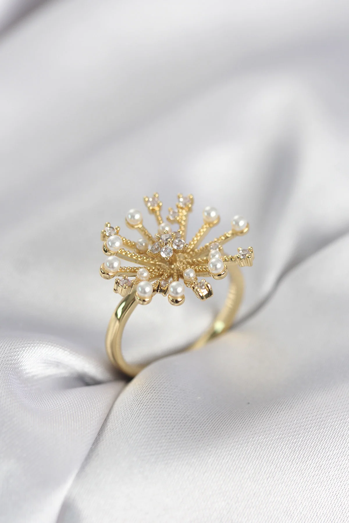 Tegan Gold Renk Karahindiba Model Zirkon Taşlı Kadın Yüzük TG27BYK4086