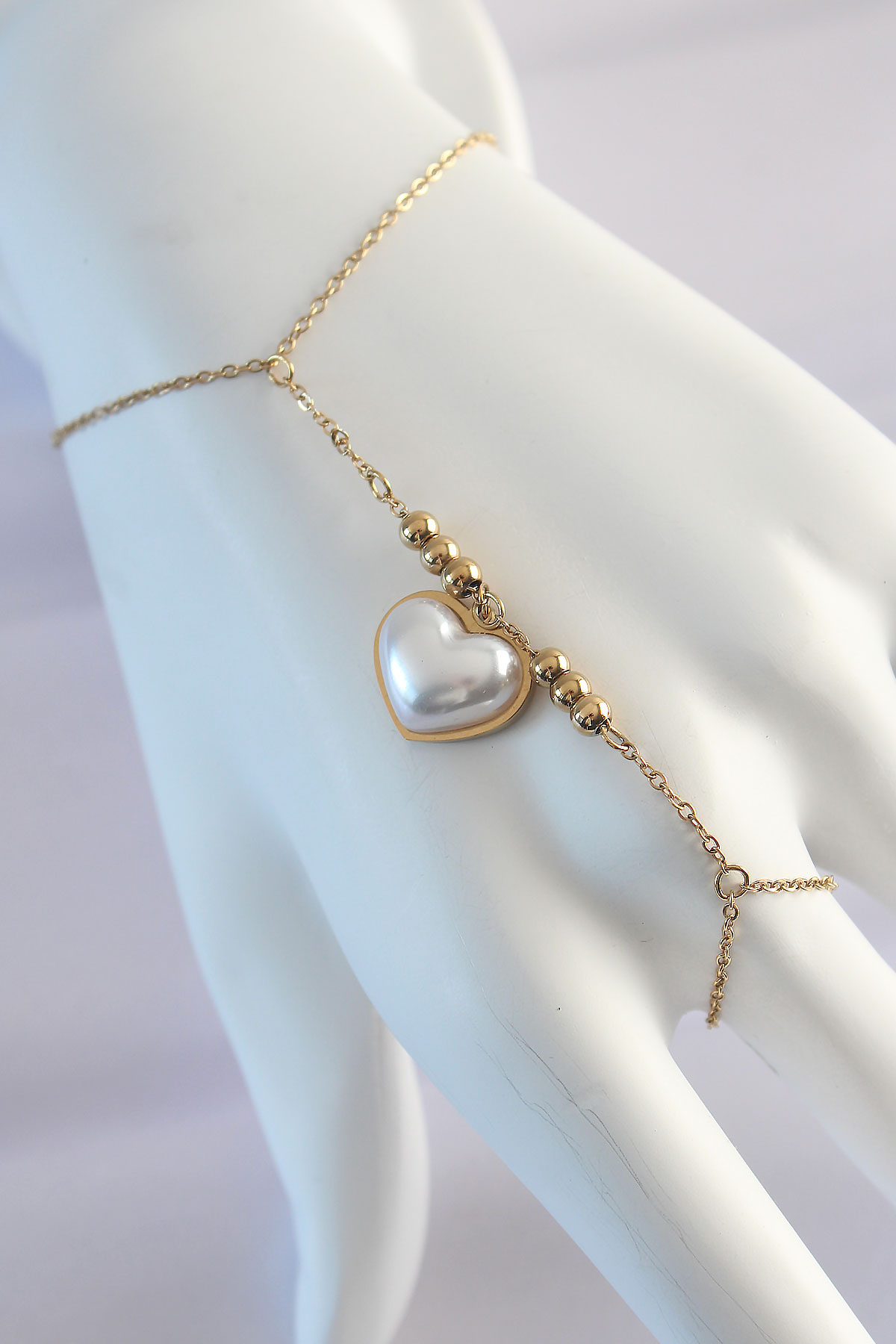 Tegan 316L Çelik Gold Renk Beyaz Bubble Kalp Tasarımlı Şahmeran TG27SN576