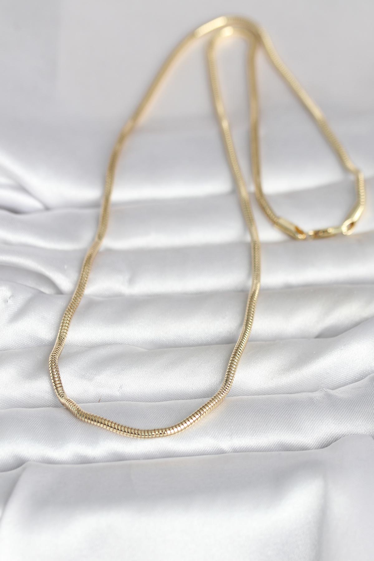 Tegan CM 14K Gold Renk Yılan Zincir Model 60 cm Kadın Kolye TG27BKO10995