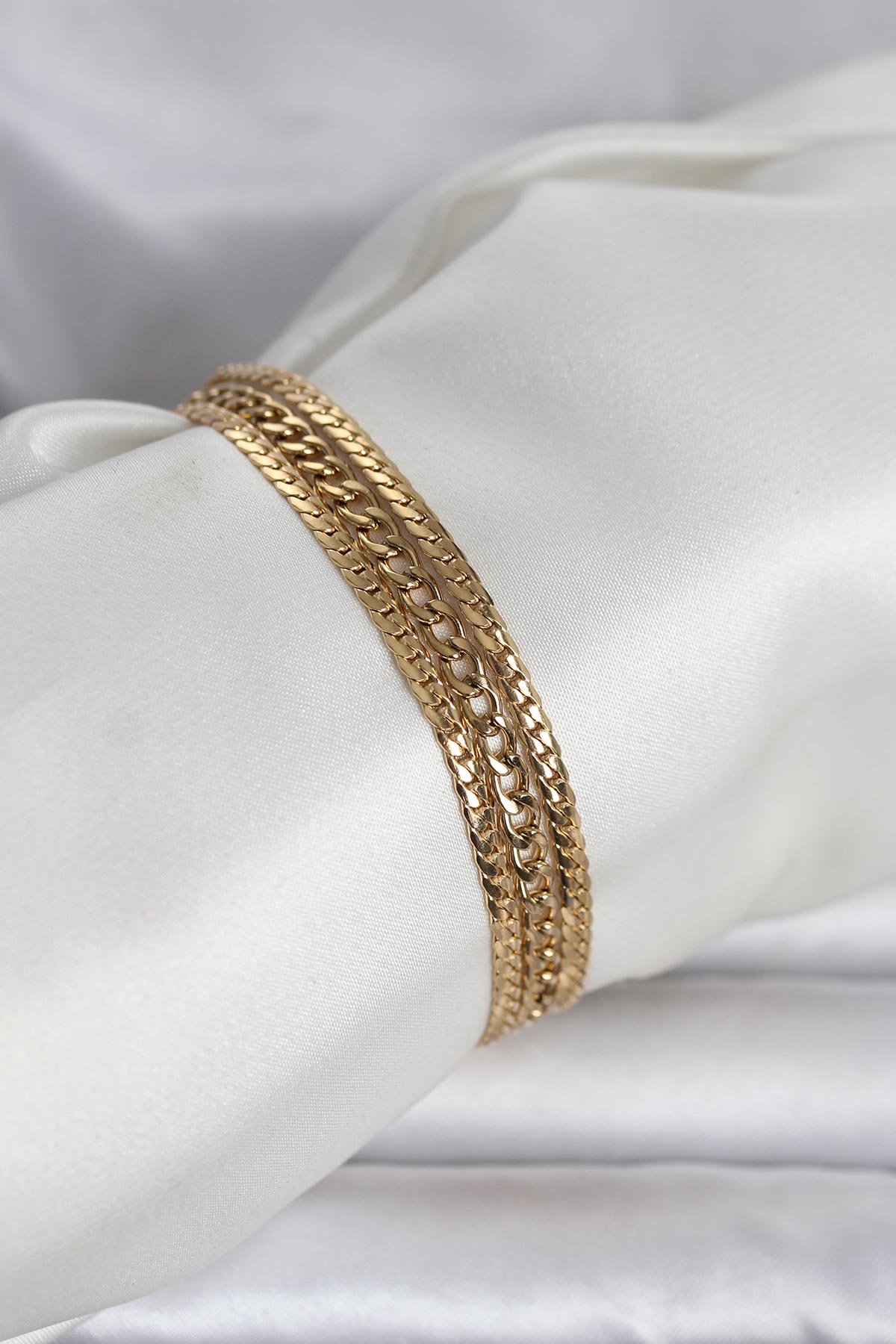 Tegan 316L Çelik Gold Renk 3'lü Kadın Bileklik TG27BB8384