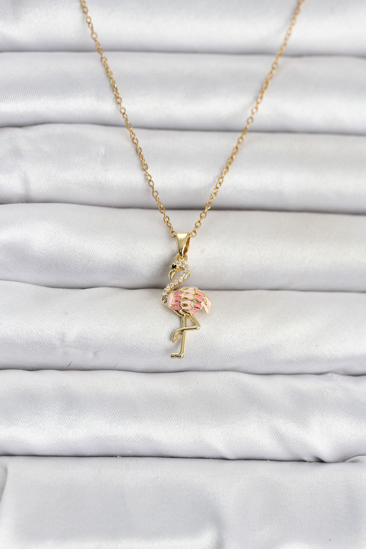 Tegan 316L Çelik Zincir Gold Renk Flamingo Model Kadın Kolye TG27BKO11106