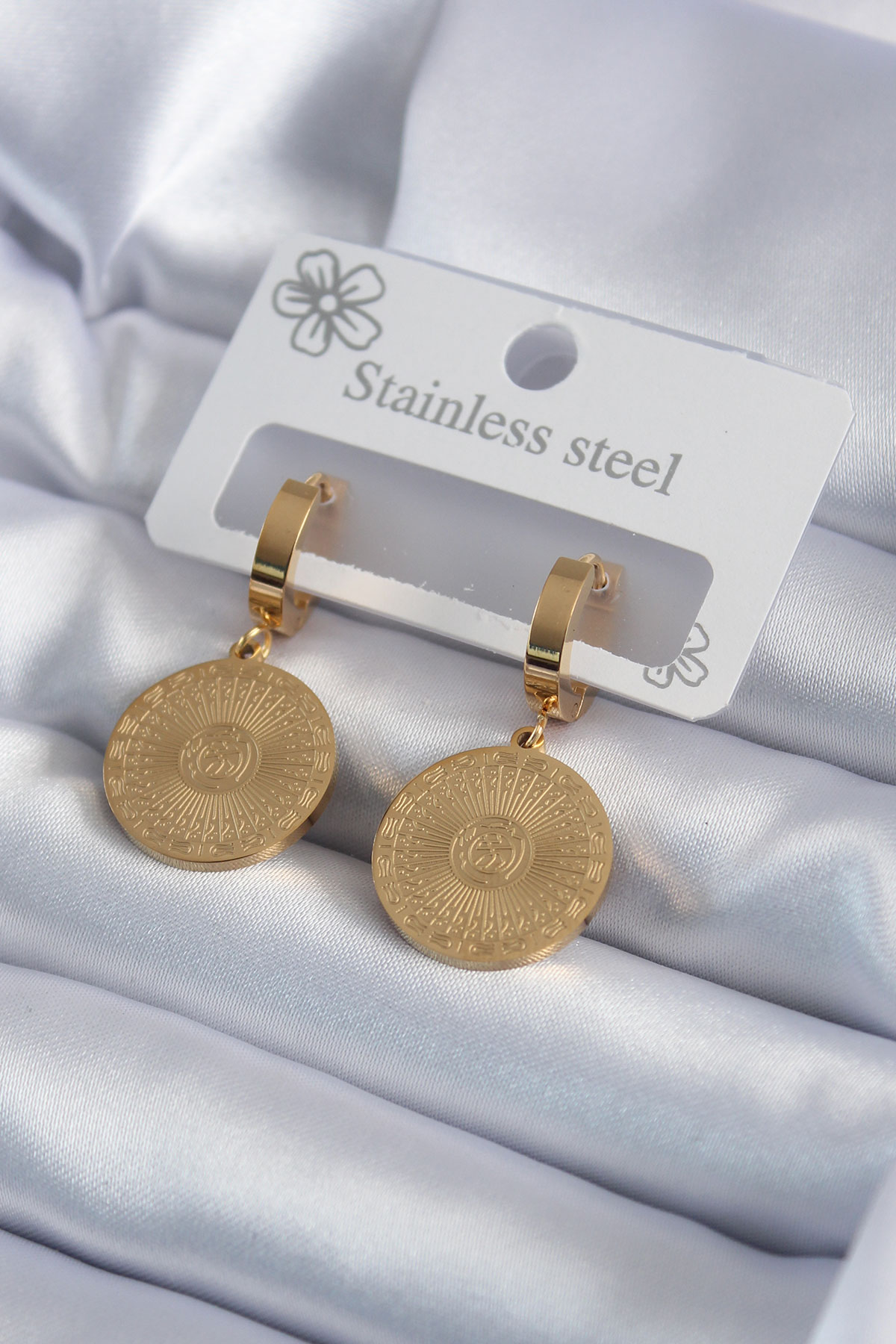 Tegan 316L Çelik Gold Renk İşleme Detay Kadın Küpe TG27BKP7981