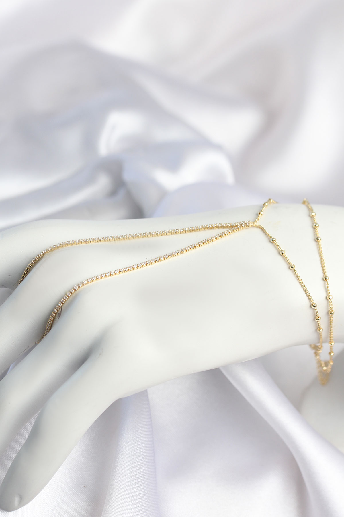 Tegan Gold Renk Minimal Zirkon Taşlı Su Yolu Model Şahmeran TG27SN807