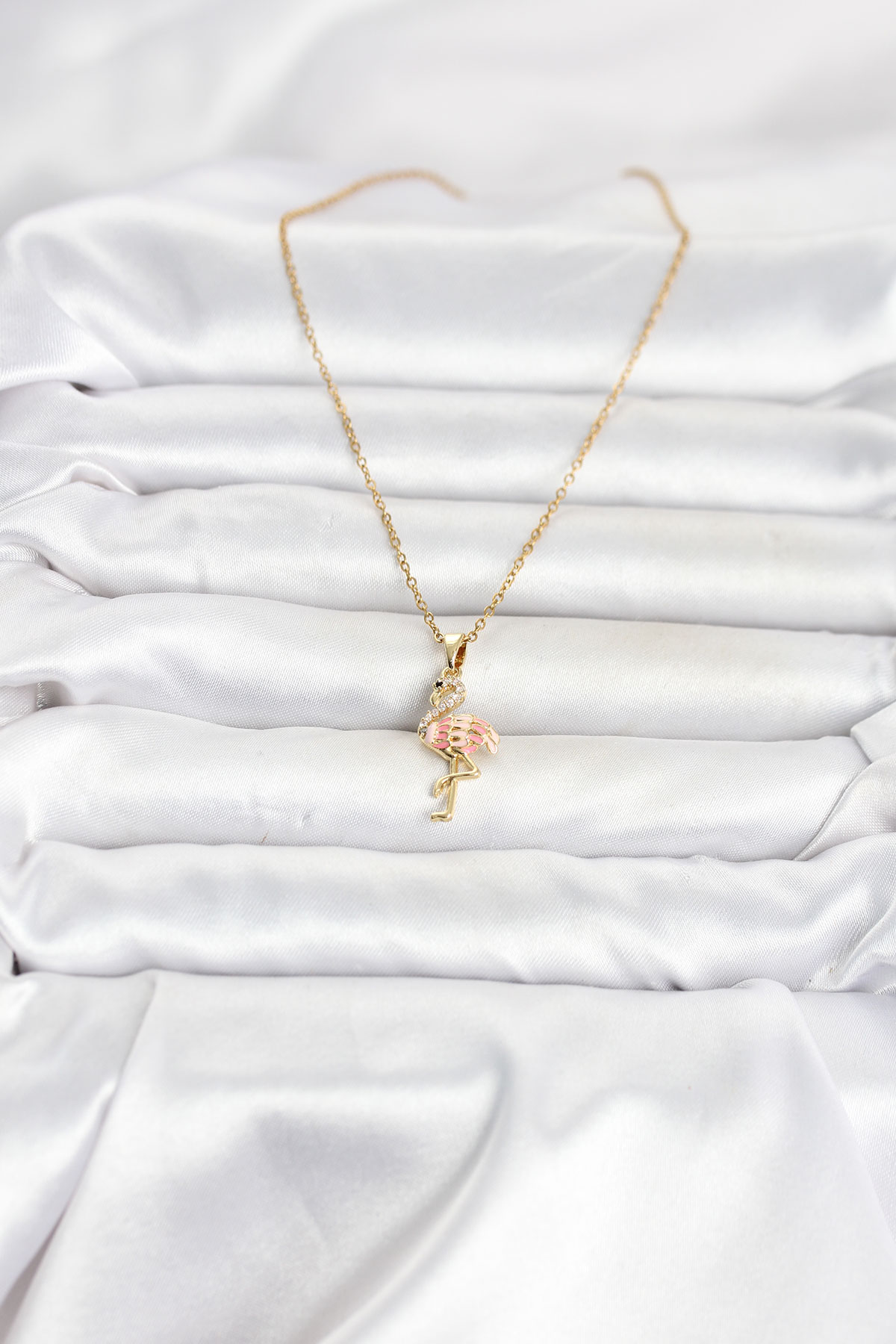 Tegan 316L Çelik Zincir Gold Renk Flamingo Model Kadın Kolye TG27BKO11106