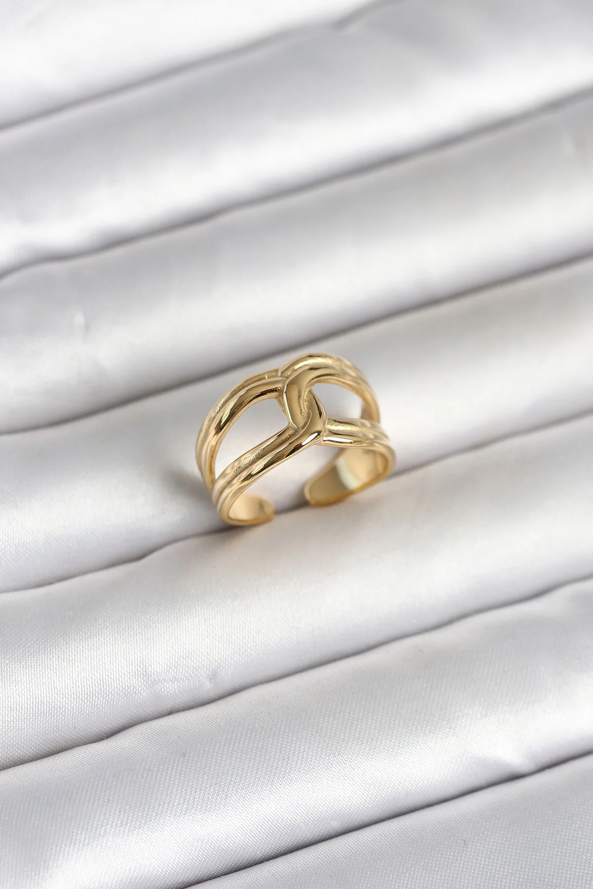 Tegan 316L Çelik Gold Renk Düğüm Model Kadın Yüzük TG27BYK4165